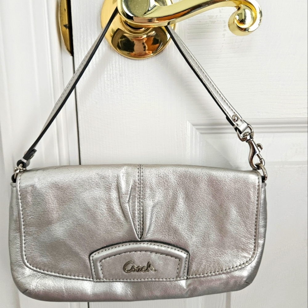 Coach Silver handbag wristlet--firm price